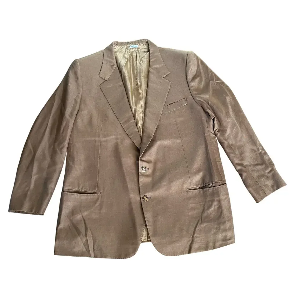 Brioni Battaglia Sports Coat Blazer 2 Button Jacket Tan Made In Italy‎
